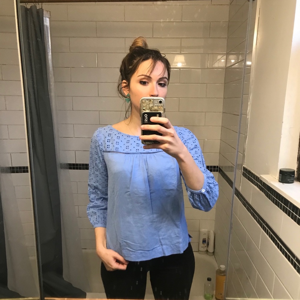 Baby blue J. Crew eyelet blouse